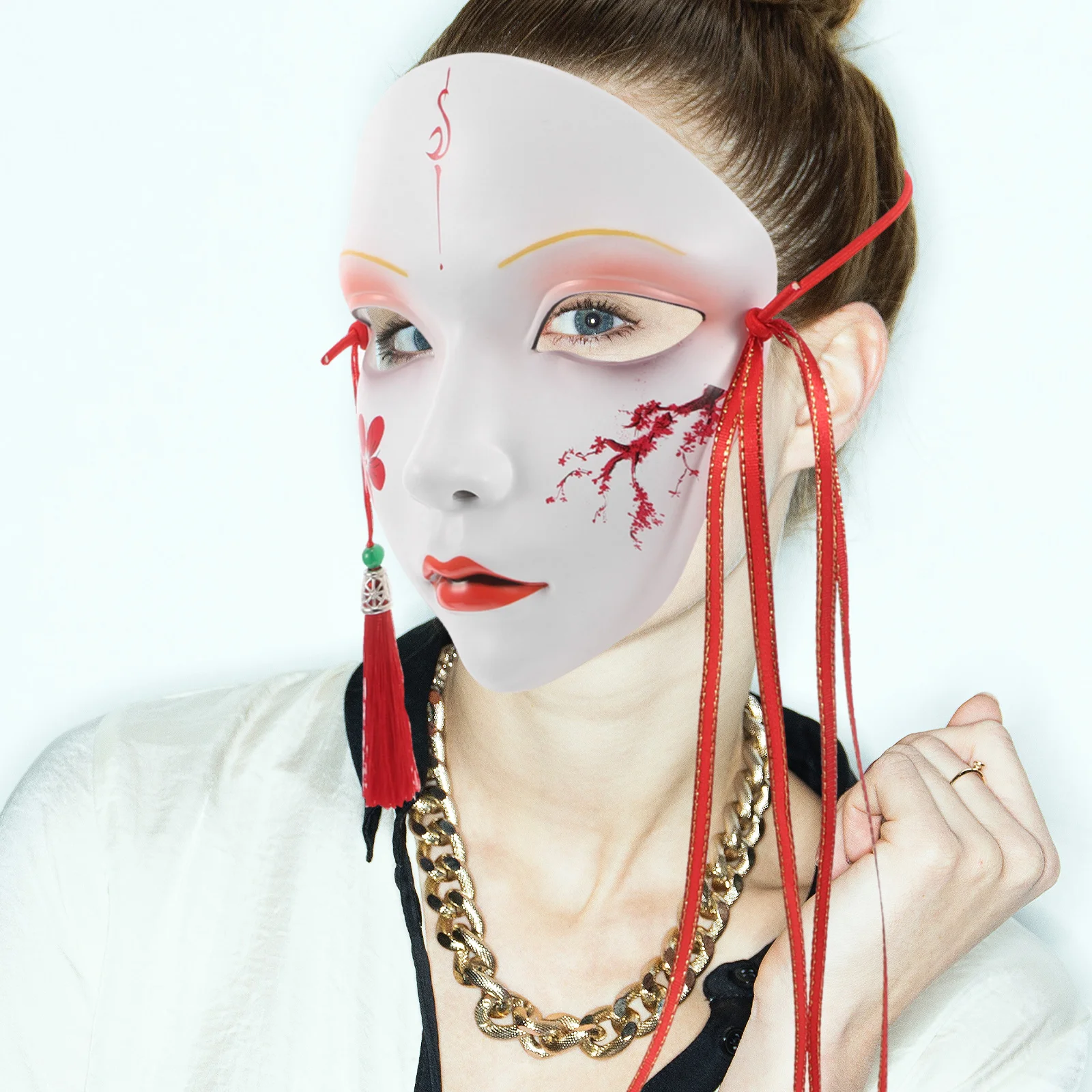 

Chinese Style Full Face Mask for Women H painted Adult Masks Halloween Cosplay Party Accessories Traditional Props