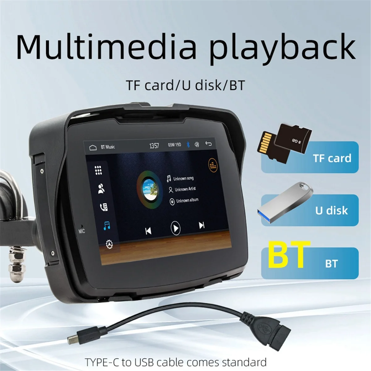 Moto GPS Navigation IP65 étanche sans fil Carplay Android Auto affichage 5 pouces Bluetooth Portable ScreenHUG