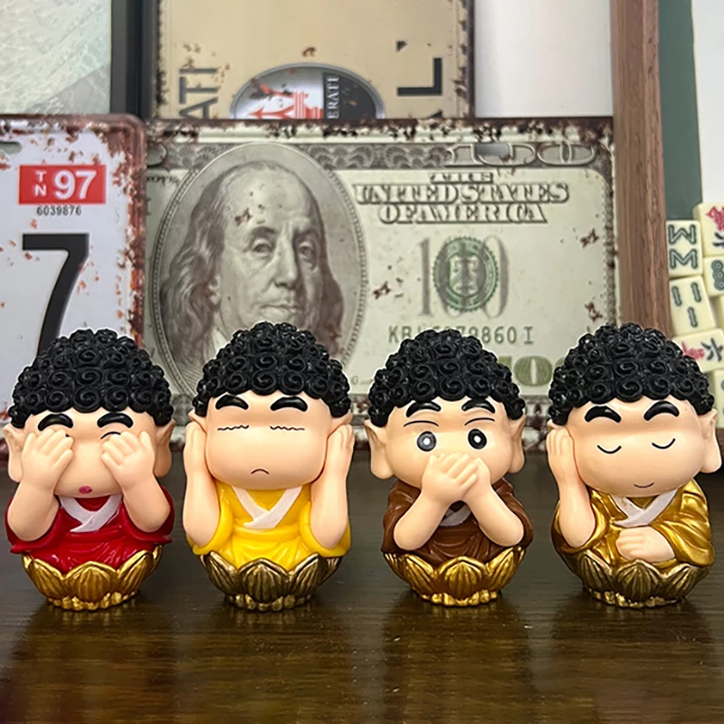 4pcs Anime Crayon Shin-chan Figuras Shin Chan Cos Buddha Action Figure Toys Kawaii Doll Car Model Ornaments Gift for Children