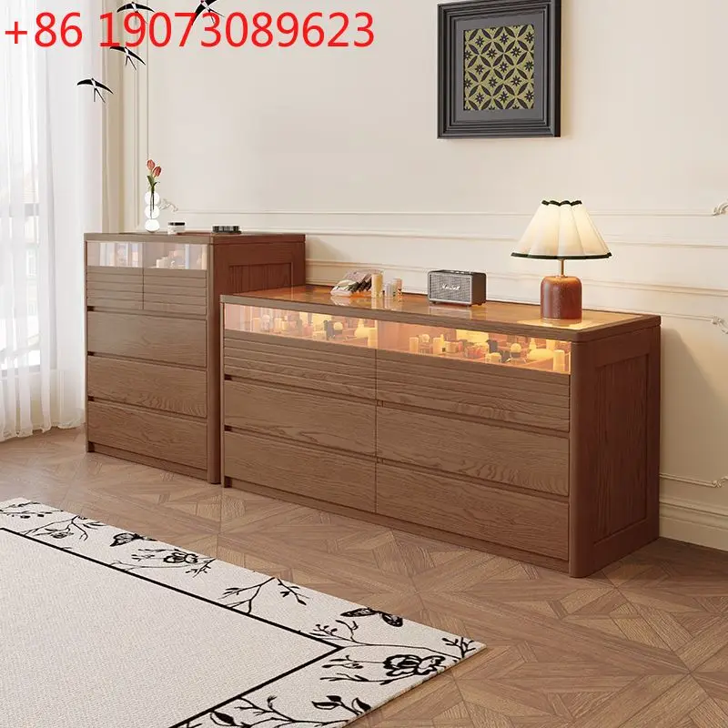 

Nordic six-chest cabinet, modern simple log style, living room against the wall, multi-functional storage cabinet