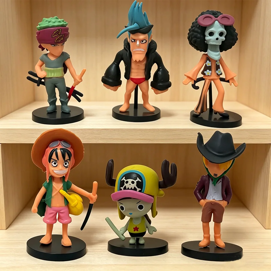 Set de 6 Figuras de Anime One Piece Versión Q, Luffy, Zoro, Sanji, Chopper, Brook, Franky, Juguetes Coleccionables, Regalos de Cumpleaños, En Stock, Gran Venta