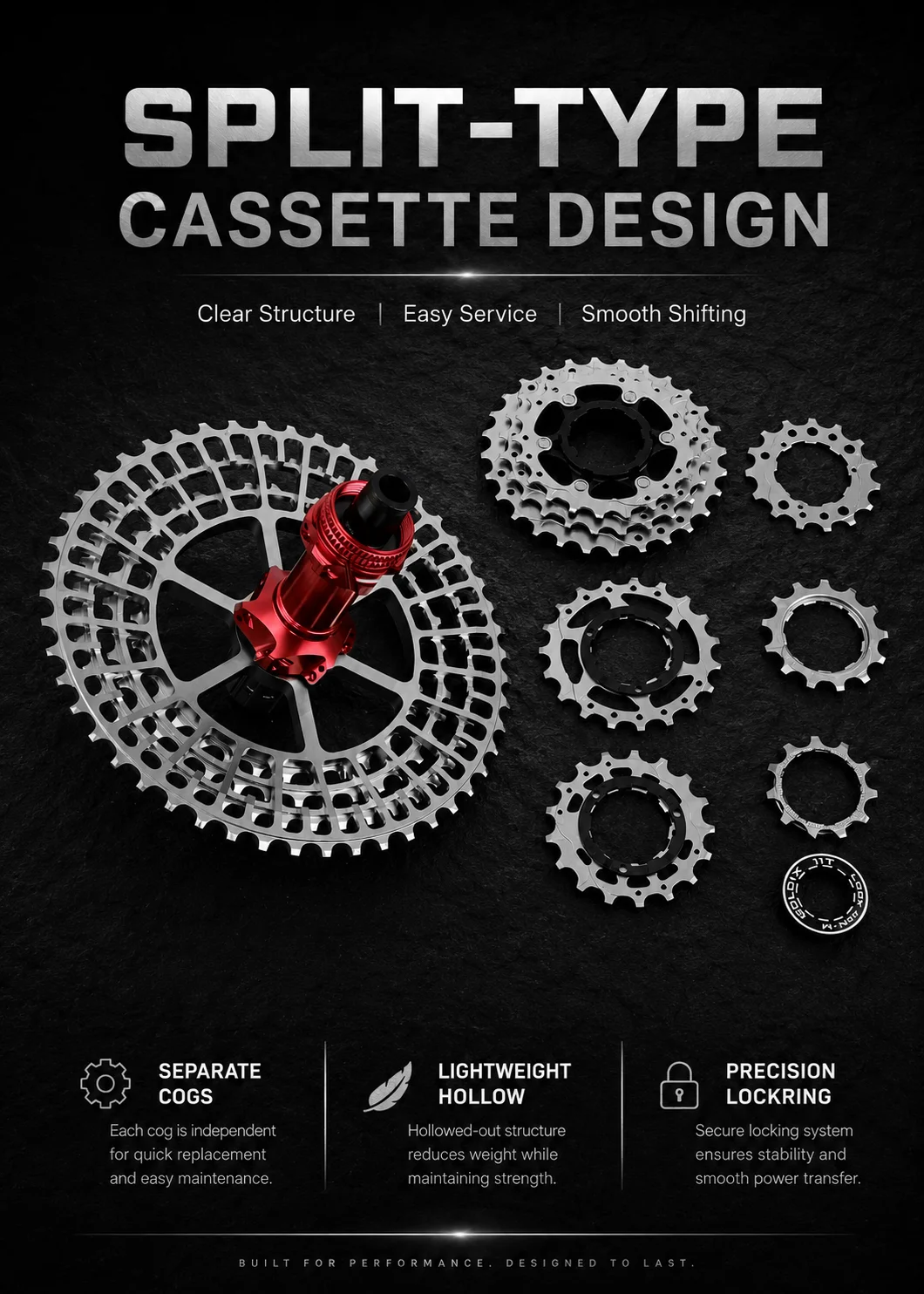 GOLDIX 10/11/12-fach MTB-Kassette 46T 50T 52T HG-kompatibel Ultraleichtes Split-Mountainbike-Kettenrad für XC-Radfahren – Detail 3