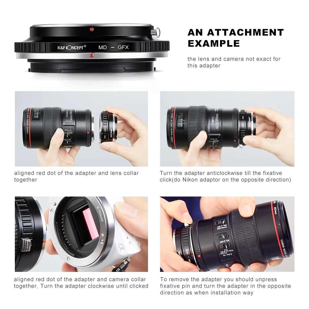 K&F Concept Lenses Adapter for Minolta MD Series Lenses to Fuji GFX Mount Camera Lens Adapter Ring DSLR Accessories Brand New