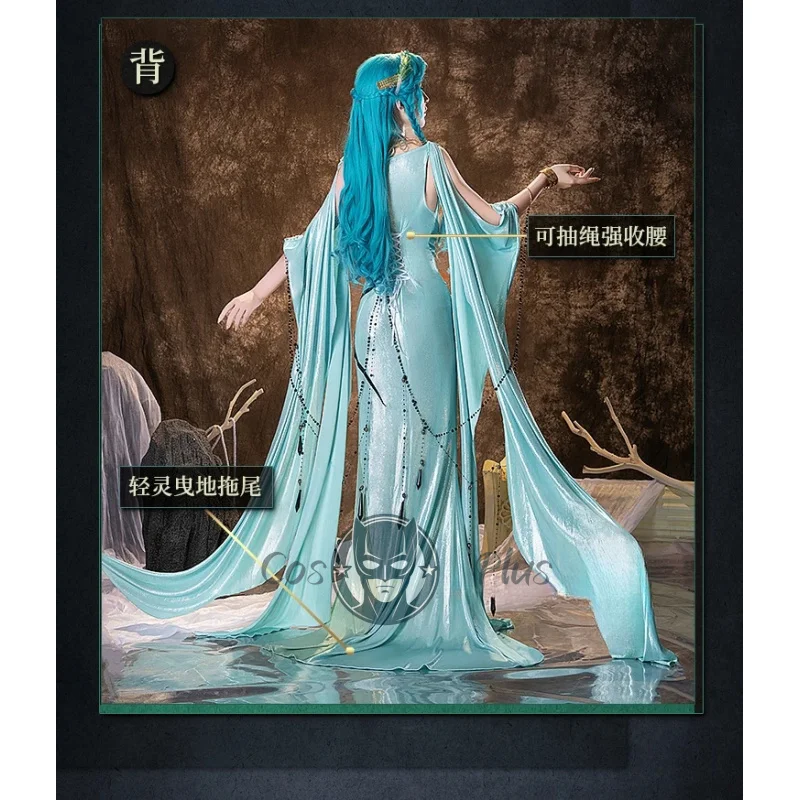 أزياء هيزابيث التأثيرية العكسية: فستان أخضر لامع لعام 1999 زي كرنفال ملابس الهالوين الأنيمي لعبة النساء