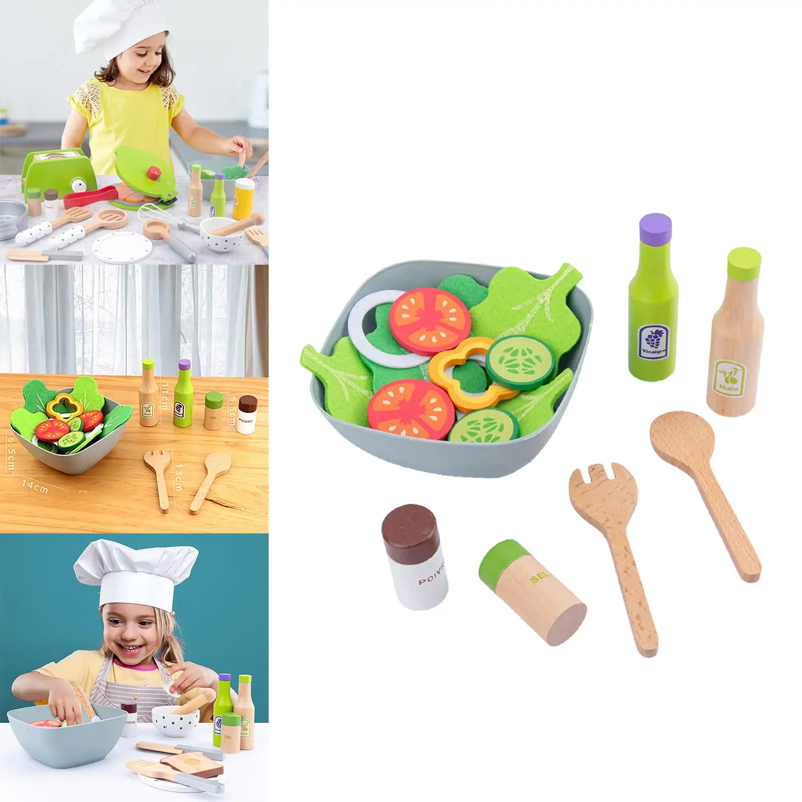 Kitchen Pretend Vegetable Fruit Salad Playset Early Educational Toys Girls Gift