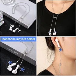Wireless Earphones Lanyard Hanging Neck Anti-Lost Necklace Metal Chain Holder Strap Lanyard Cord String For Airpods 1 2 3 pro