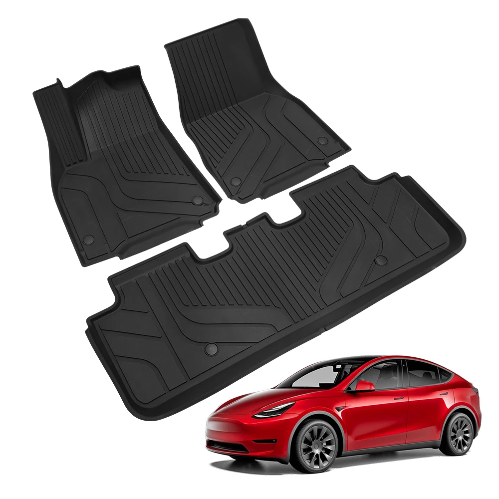 For Tesla Model Y 2023-2024 Injection Molding Factory Custom Deep Dish Auto Floor Mats 4 Pieces 3D Car Carpet TPE Mats