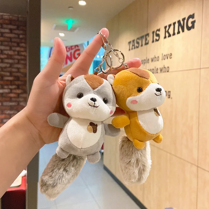 

Super Cute2Colored Squirrel Plush toy lovely Keychain Stuffed toy doll girls gifts bag deco pendant high quality