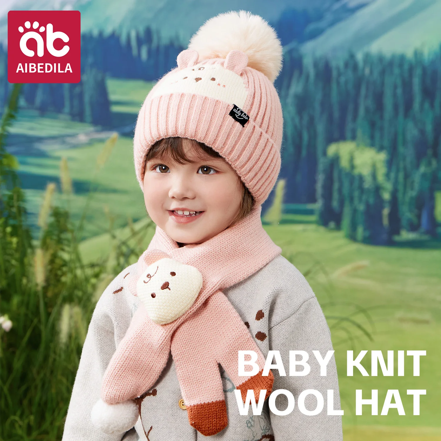 

AIBEDILA Baby Warm Knitted Hats With Neck Warmer Winter Thick Animal Skull Cap Children Knitted Cap for Girls Boys 2-6T