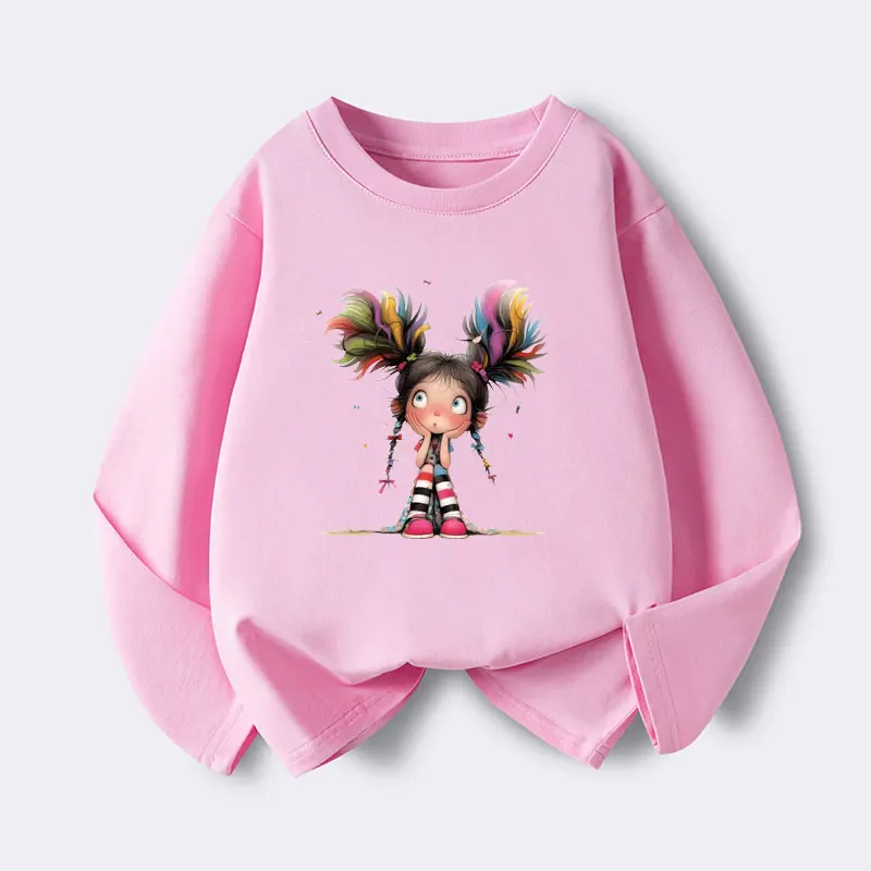 

Thinking T-shirt for Girls Cotton Kids TShirt Cartoon Children Casual Clothes Teen Baby Girl Casual Autumn Tops 6 8 10 12 Year