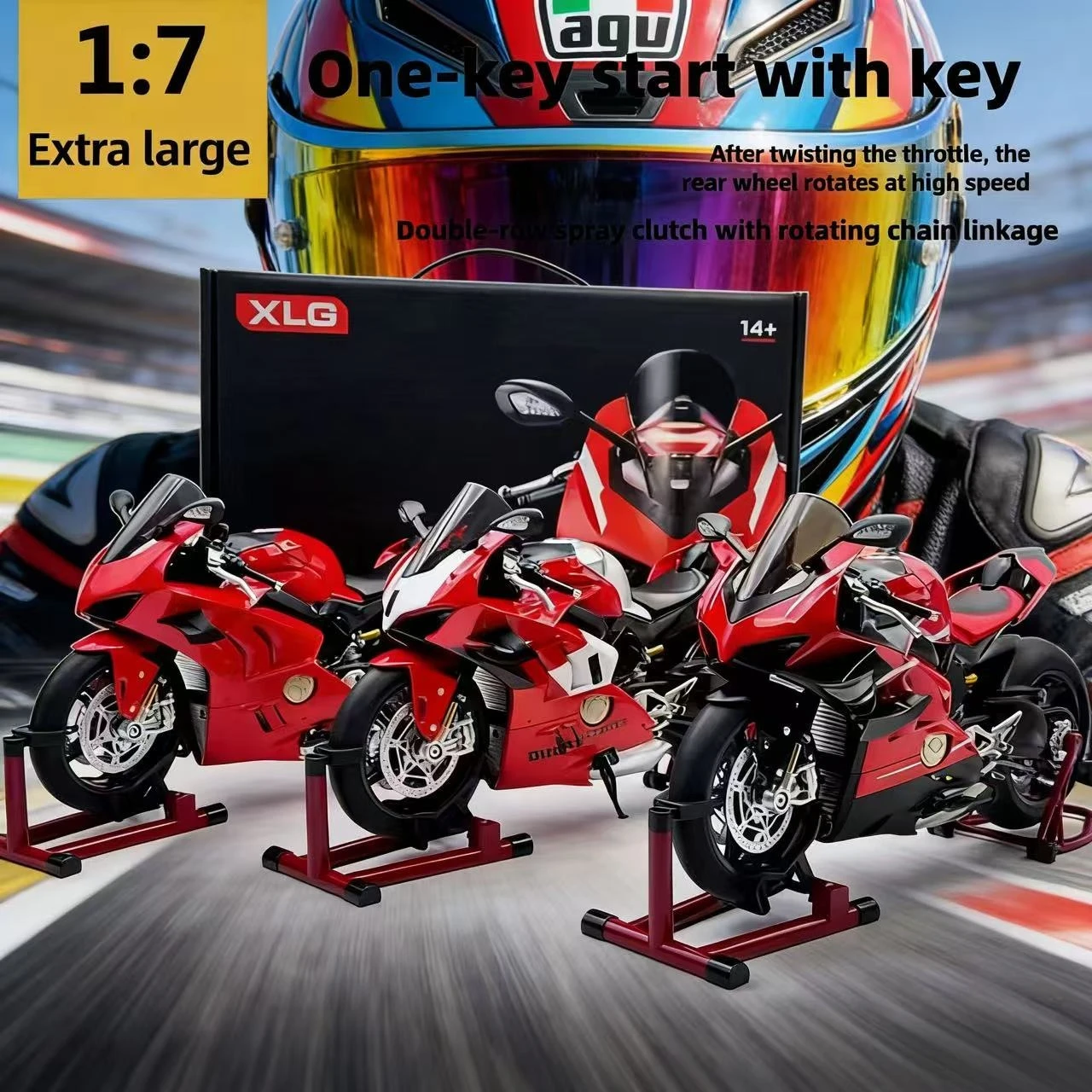 

Литой под давлением спрей 1:7 Ducati V4, коллекция моделей из сплава мотоцикла, миниатюрный орнамент Voiture, подарок бойфренду, домашний декор, игрушечный автомобиль