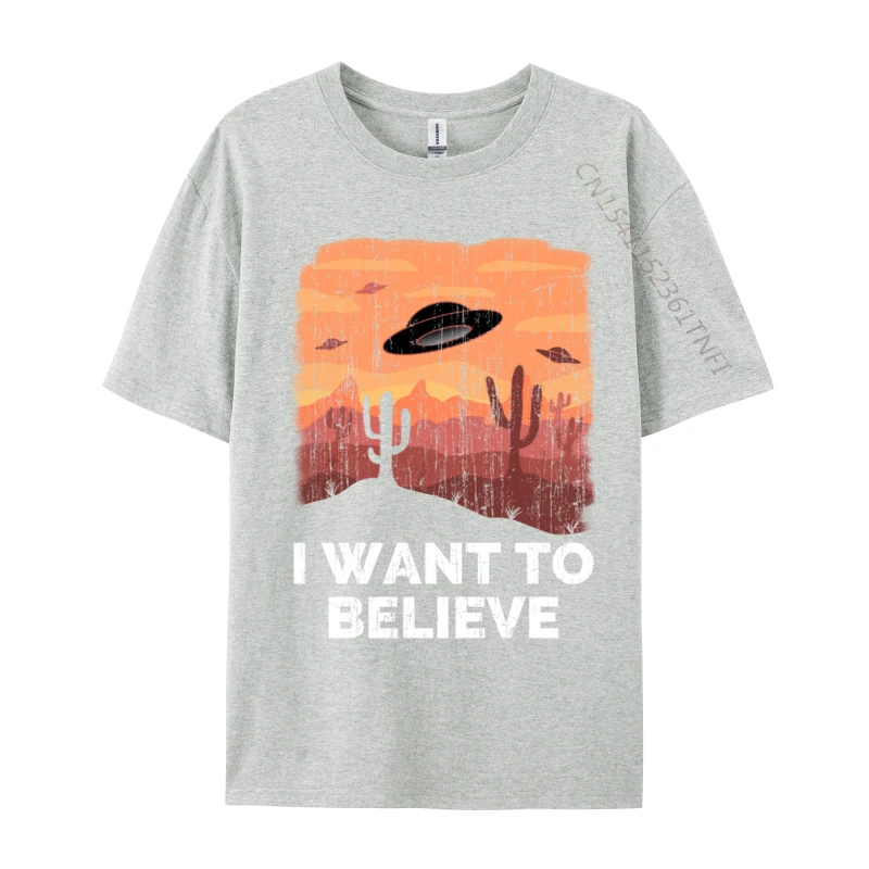 Cotton T-Shirt Alien Ufo Abduction I Want To Believe Roswell Vintage Funny T-shirts Party Tops & Tees Classic Men Tshirt