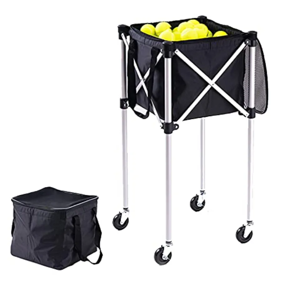 

Тележка для теннисных мячей, вместимость до 160 мячей, корзина-хоппер для теннисных мячей, легкая, портативная, с ручкой для переноски