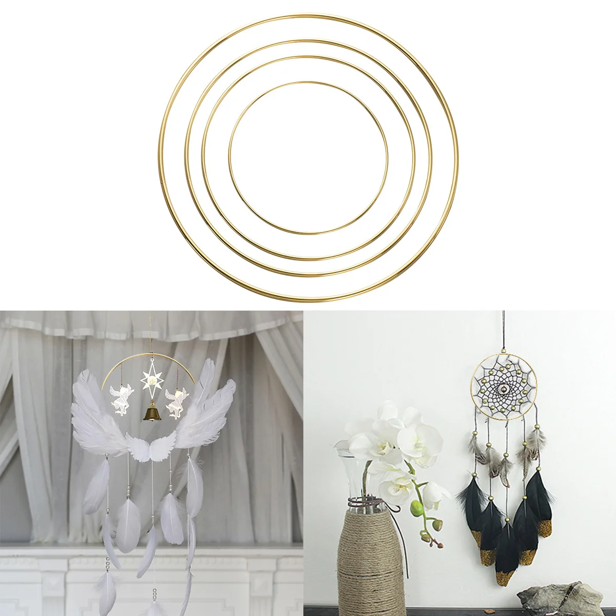 

4Pcs Dreamcatcher Metal Rings Iron Round Hoops for Craft Projects Macrame Plant Hangers Handmade Home Decoration 15 20 25 30cm