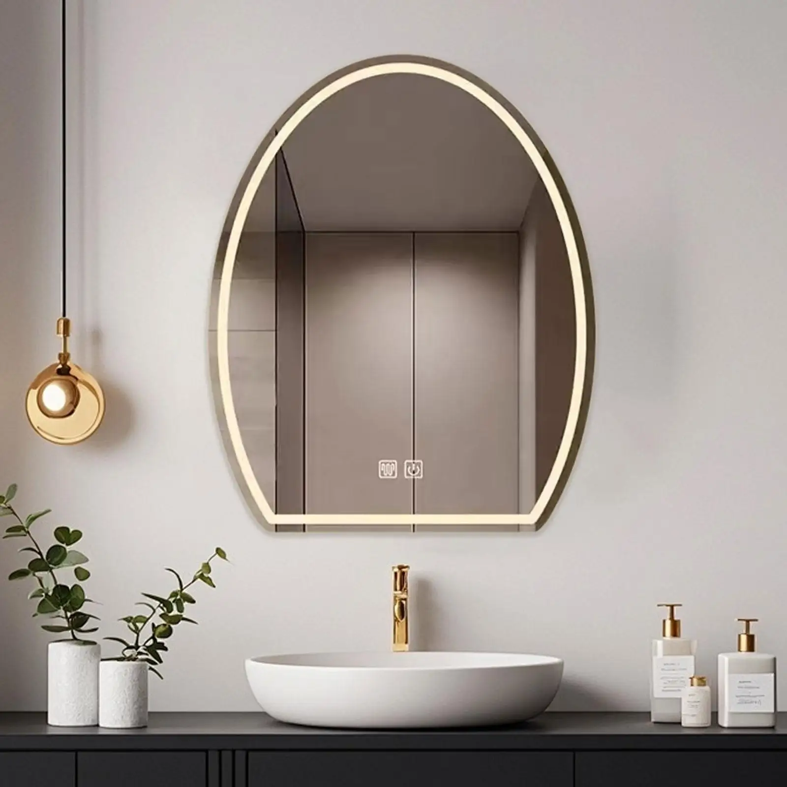 

LED Bathroom Mirror with Front and Backlight Large Wall Mirror for Home Dorm