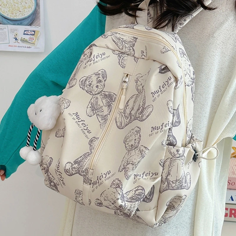 Nylon Backpack for Women Girls Student School Backpack Travel Backpack Teens Full Print Backpack All-matching Daypacks