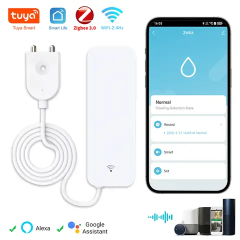 Tuya WiFi Zigbee 누수 센서, 누수 감지기, Smartlife APP 알림 경고, 홍수 누출 경보 홈 보안