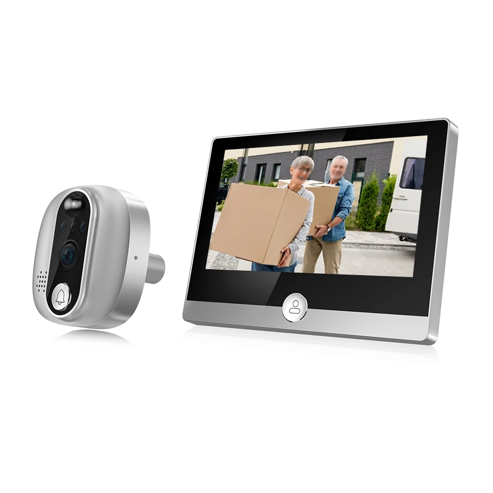 WiFi Video Doorbell for Apartment 2.4GHz Peephole Camera 4.3-inch IPS Display Tuya APP 1080P 120 Degree Visible Night Vision