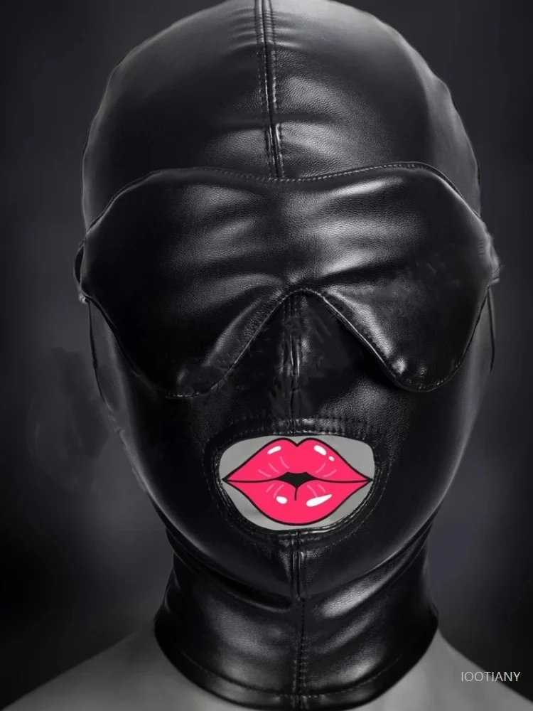 

Women Men's Role Play Mask Sexy Pu Leather Hood Open Eyes Mouth Nose Bondage Balaclava Headdress Couple Game Leather Socks 2025