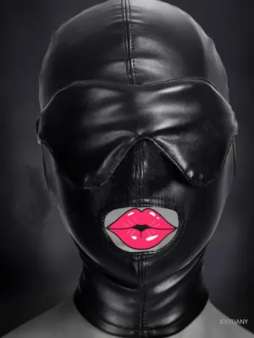 Women Men's Role Play Mask Sexy Pu Leather Hood Open Eyes Mouth Nose Bondage Balaclava Headdress Couple Game Leather Socks 2025
