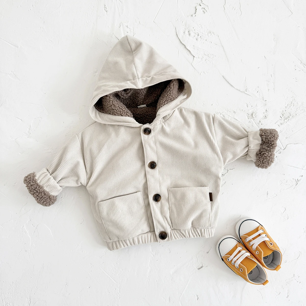2024 Winter Baby Girls Clothes Thick Fleece Hoodie Infant Boys Baby Fruit Embroidery Tops Long Sleeves Children Cotton Jacket