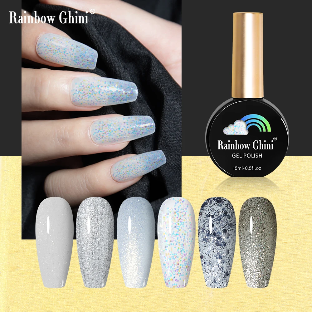 

RG 15ml 37Color TPO/Hema Free Crushed Glitter Nail Polish Pink Micro-Shimmer UV Gel Red Long Lasting Semi-permanent Nail Gel