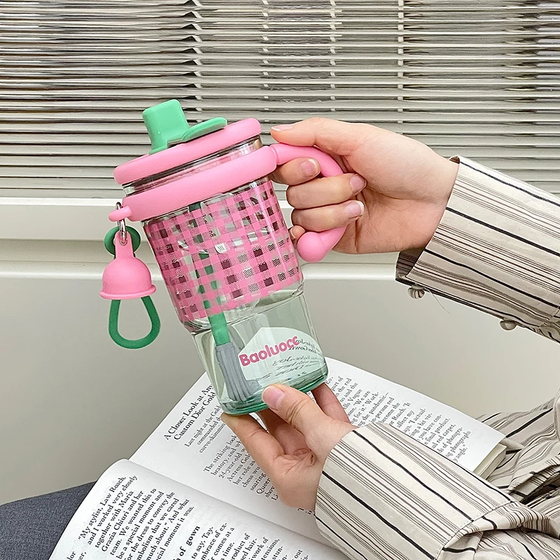 

Large Capaci Durable Plastic Cup with St for Office Women High Aesthetic Value Summer High Temperature Resistant Water Cup