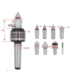 7pcs Machine Tools MT5 Multiple Point Revolving Center with Inter Changeable tips lathe Live Center tailstock