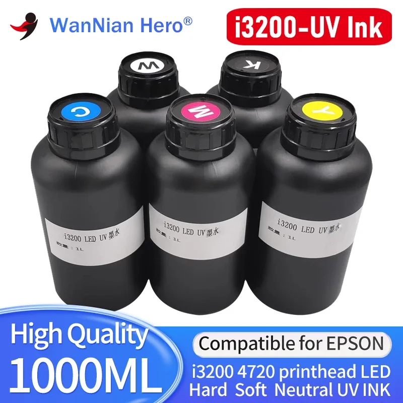 1000ML i3200 LED UV Ink neutral ink Curable Varnish UV Primer Liquid For Epson I3200 U1 4720 Printhead Soft Hard Neutral UV Ink