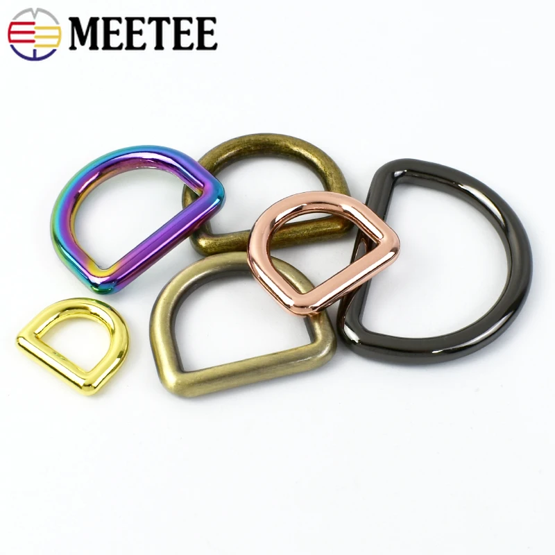 10Pcs Seamless Metal D Rings Buckles for Bags Purse Strap Pet Dog Collar Hardware Backpack Webbing Ring Clasp Sewing Accessories