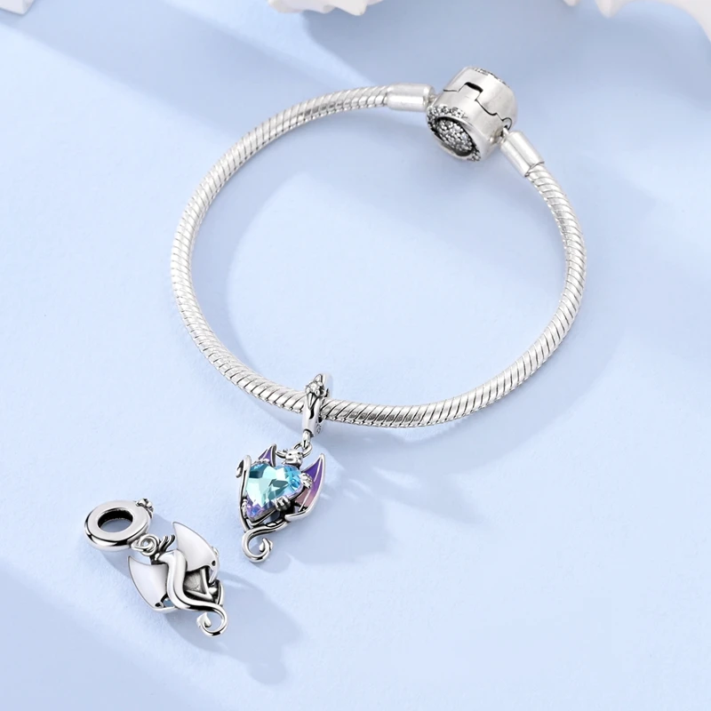 

925 Sterling Silver Love Charms Bead CZ Zircon Dragon Dangle Fit Original Bracelet DIY Women Jewelry Gift
