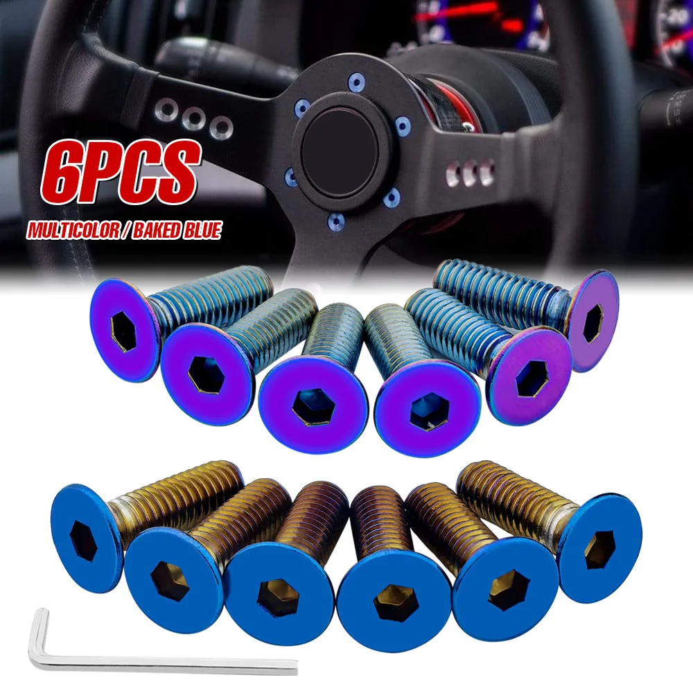 6Pcs Car Steering Wheel Bolts Screws + Wrench Tool Set For Momo Nardi Personal NRG Works Bell Steering Hub Boss Kit view 6