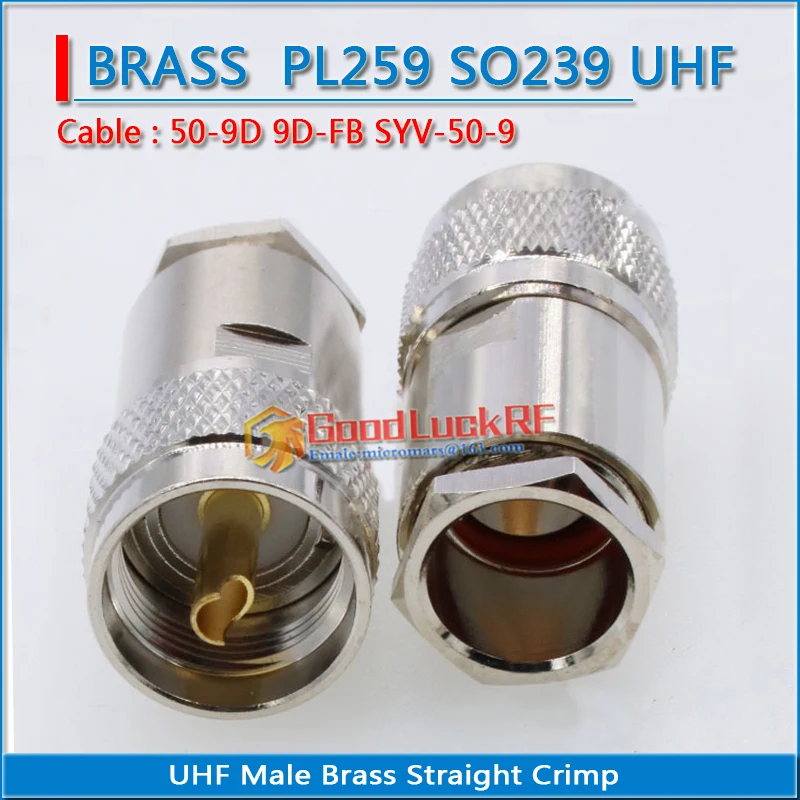 SL16 PL259 PL-259 SO239 SO-239 M UHF Male Clamp Solder For 9D-FB LMR500 SYV50-10 10D-FB 12D-FB Cable Brass RF Coaxial Adapter