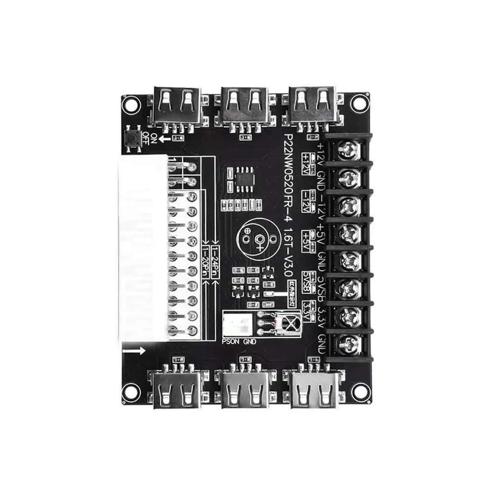 

24 Pins ATX Power Supply Breakout Board Adapter Power Connector USB Charging Desktop Chassis Power Supply Acrylic Case Kit