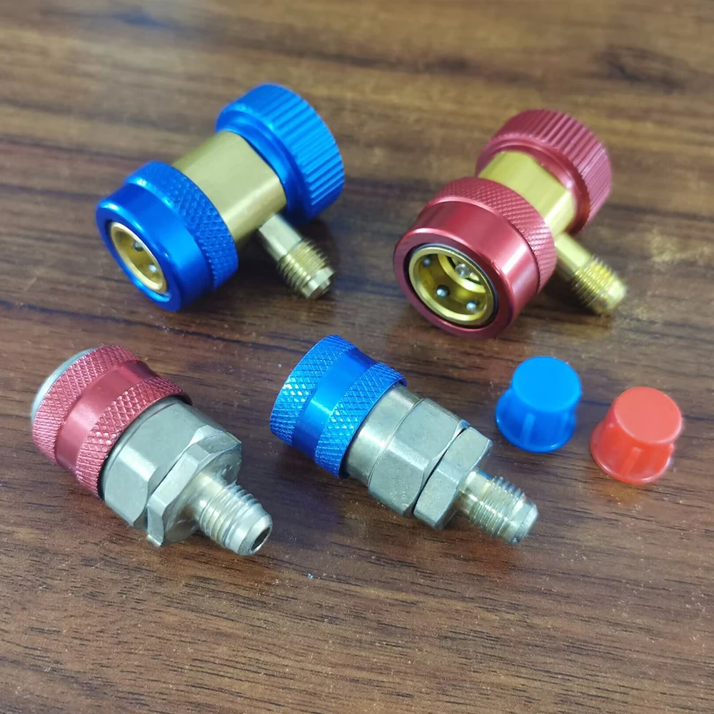 

2 шт. низкий и высокий автомобильный разъем для быстрого соединения, латунные адаптеры, автомобильный кондиционер, хладагент, регулируемый манометр переменного тока