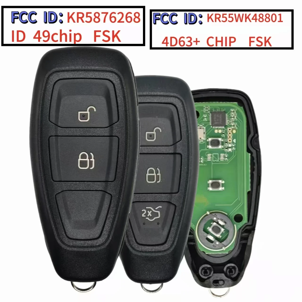

Da Shi FCC ID KRWK48801/KR5876268 433Mhz ID49/ 4D63 Chipmart Remote Key For Ford Focus C-Max Mondeo Kuga Fiesta B-Max