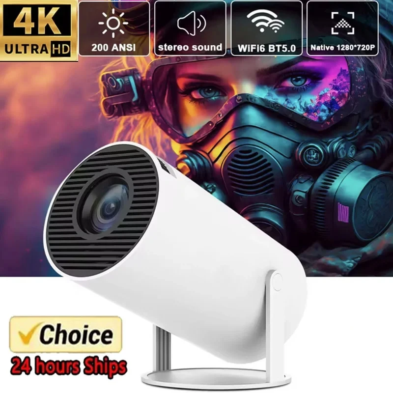 2024 New 4K Android 11 Dual Wifi6 200 ANSI Allwinner H713 BT5.0 1080P 1280*720P Home Cinema Outdoor portable Projetor