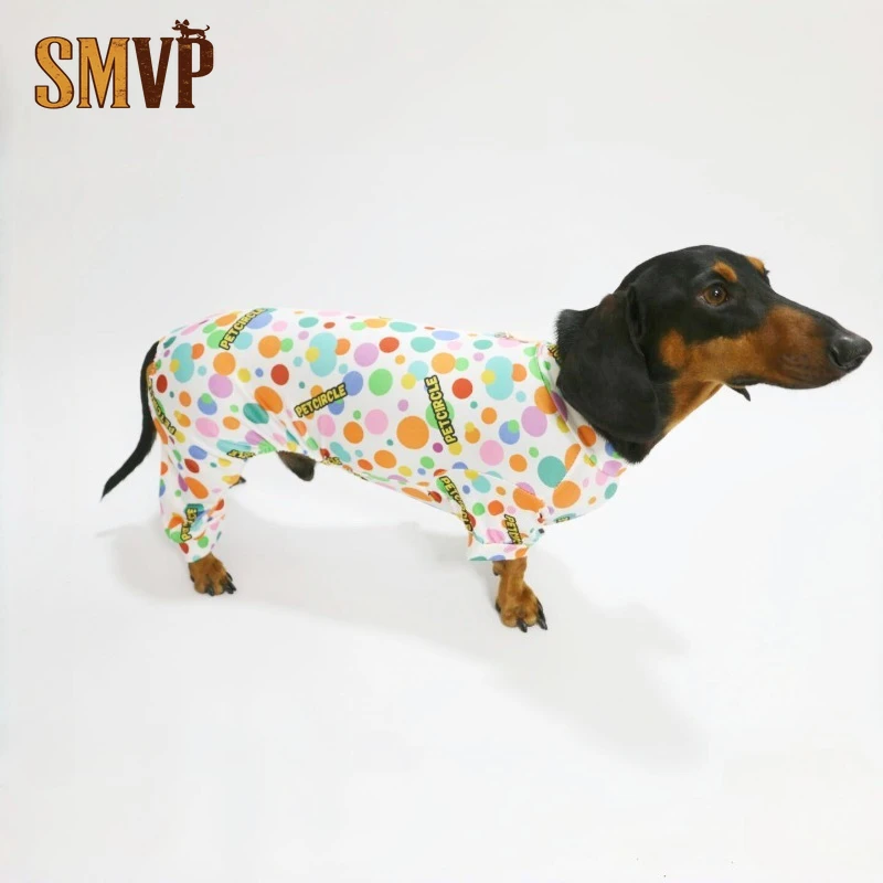 

Summer Breathable Color Polka Dots Graffiti Elastic Four Legged Clothing Leisure Wear Small and Medium Pet Dog Clothing