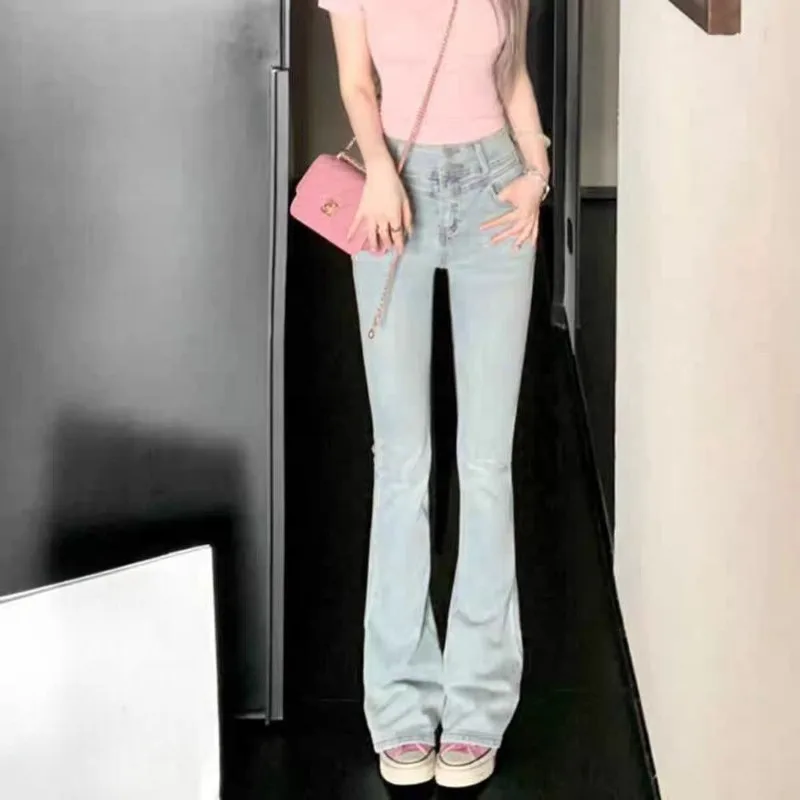 Lace Bow Jeans Women Vintage Sweet Fashion Kawaii Korean Style Streetwear Solid All-match Y2k Spring Autumn Casual Flare Denim