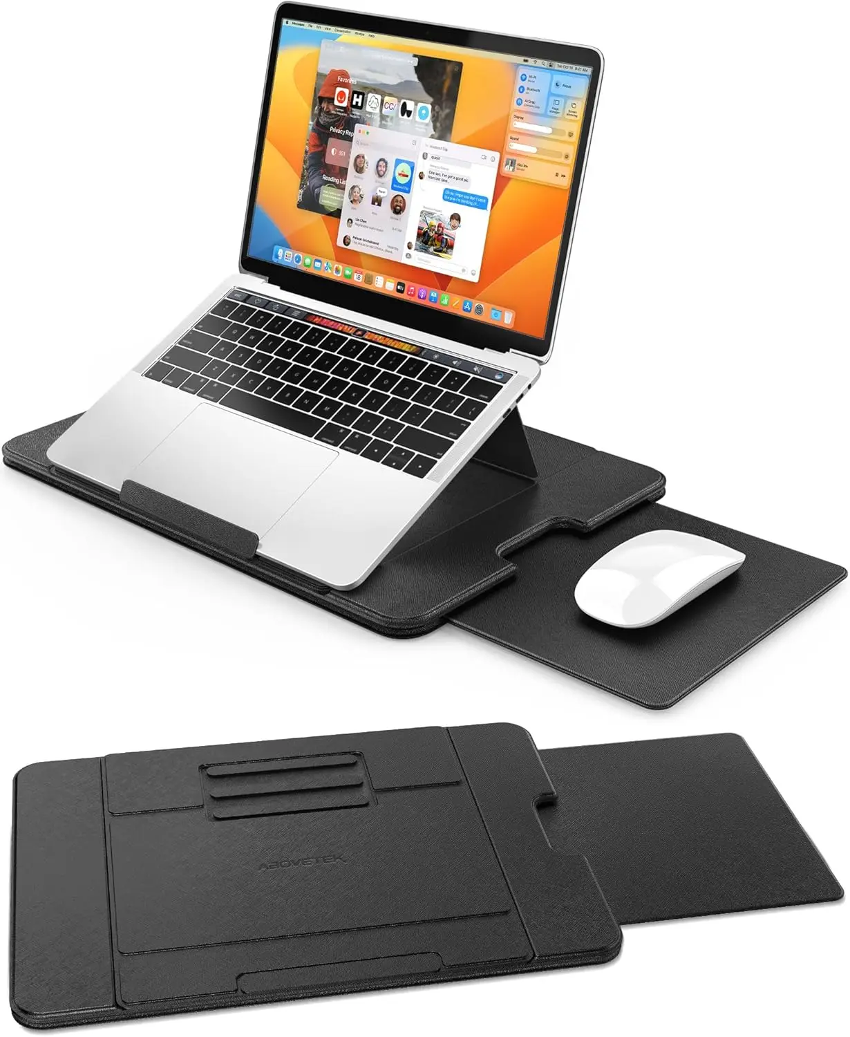 

Adjustable Laptop Lap Desk with 3 Angles, PU Leather Non-Slip Surface, Heat Shield, Retractable Mouse Pad for Bed, Sofa, Travel