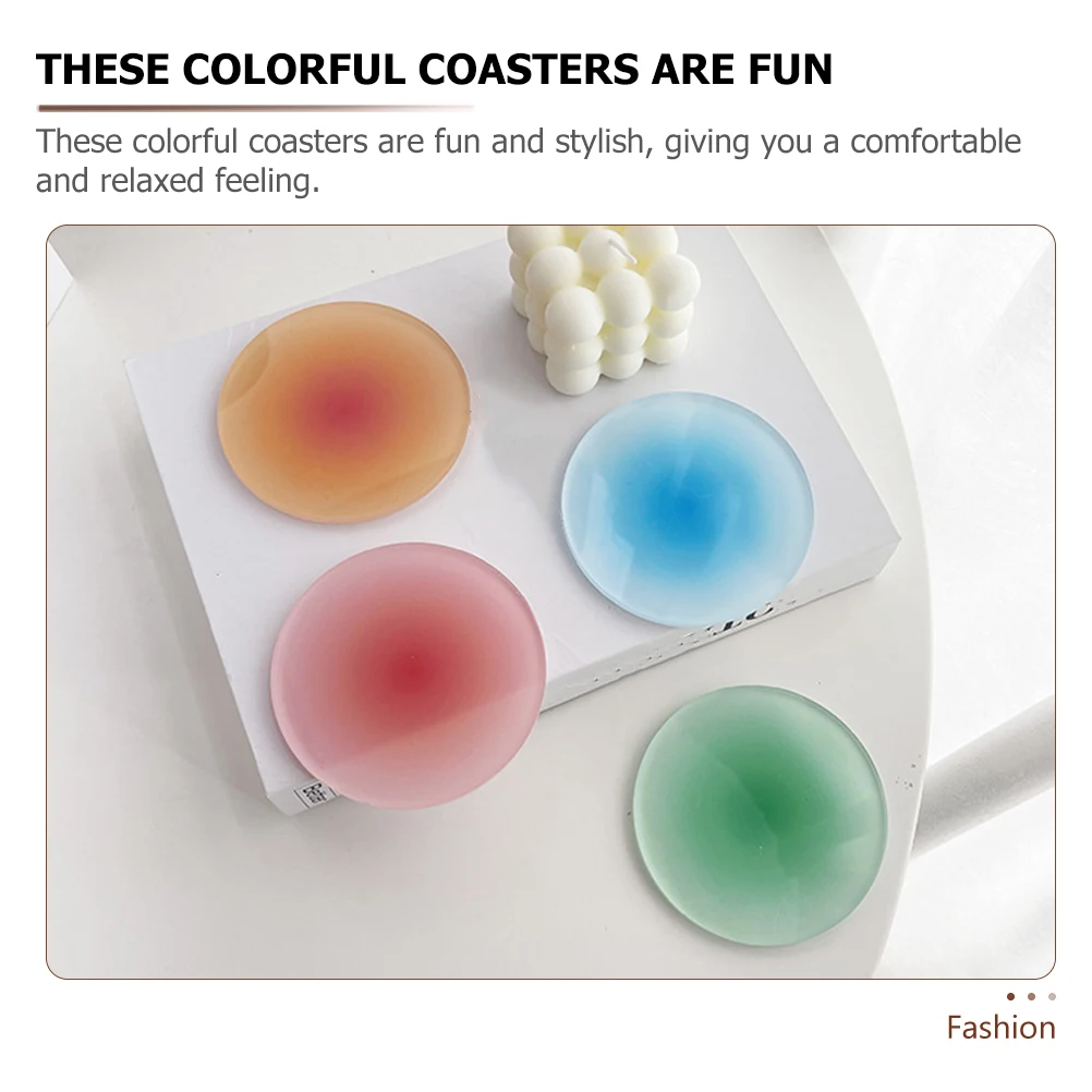 

4pcs Coasters Round Non Slip Heat Resistant Home Cups Coaster Mats Bright Colors Set Cute Drink Home Bar Accessories