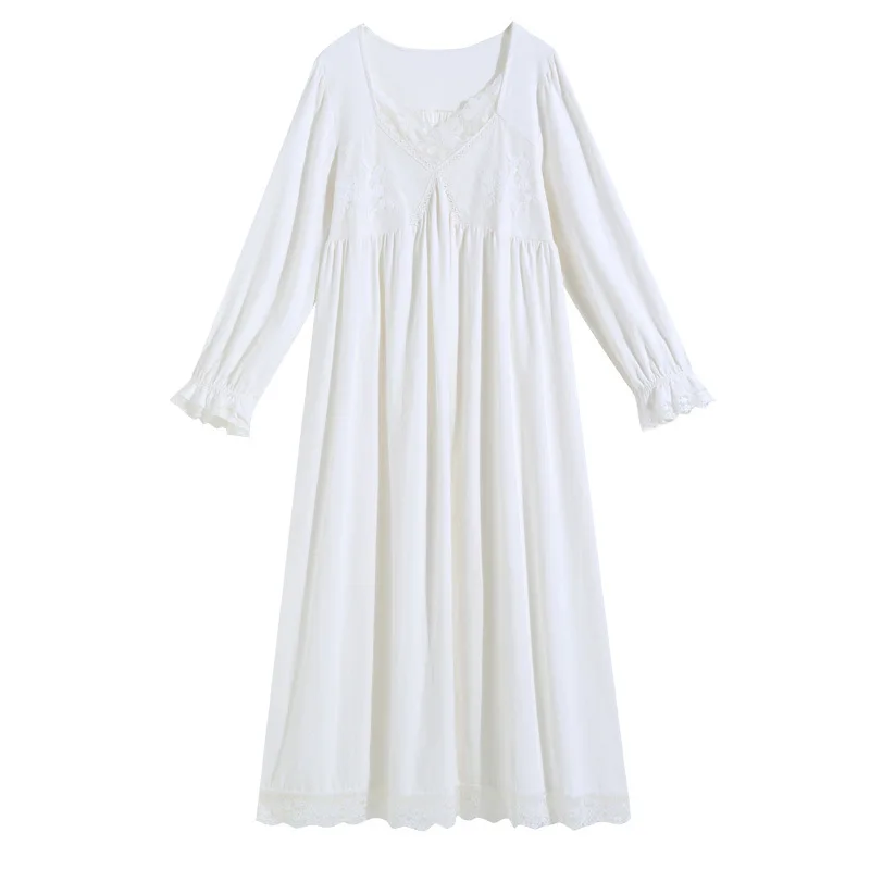 Vintage Victorian Nightgown Women Lace Embroidered Palace Style Princess Sleep Dress Cotton Soft Romantic French Loungewear - Image 5