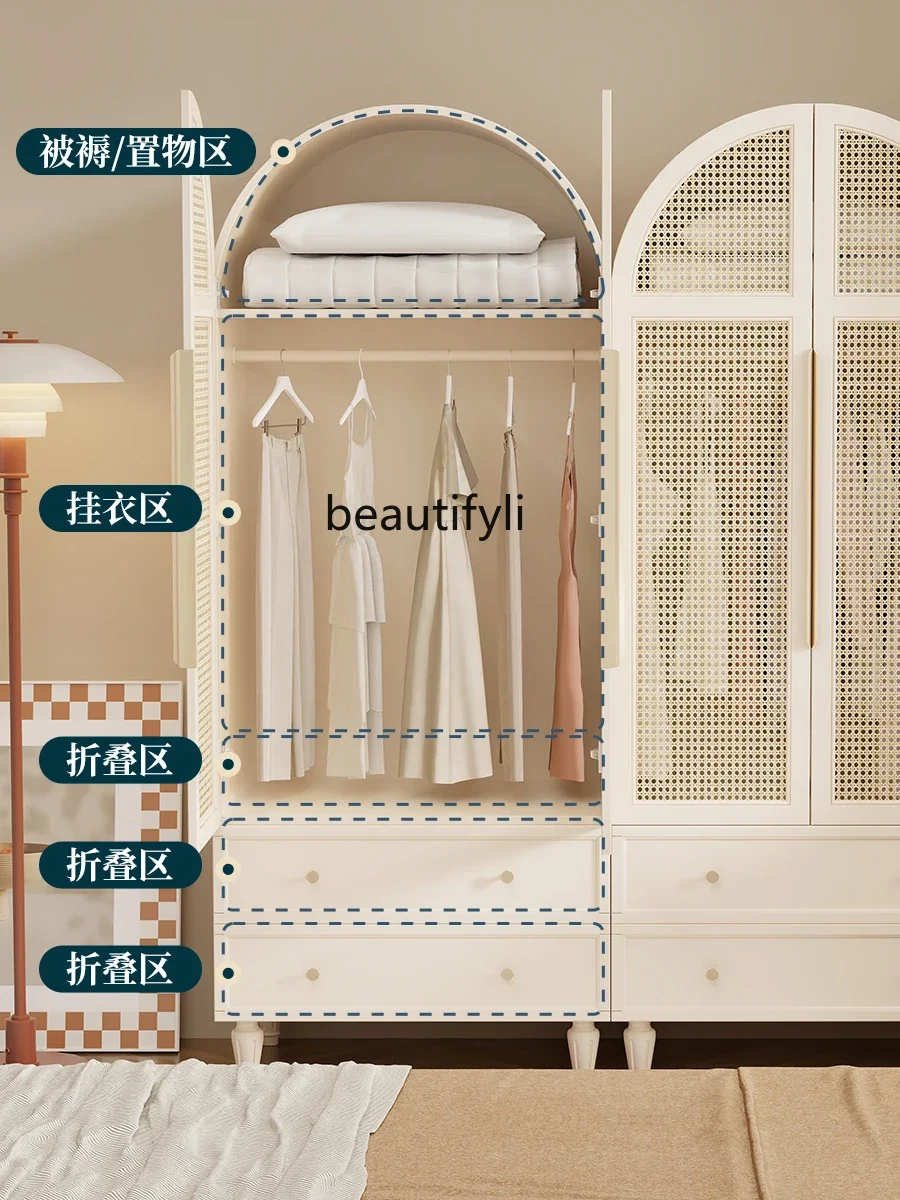 

Nordic bedroom Japanese rattan double door combination wardrobe two doors four doors hanging wardrobe