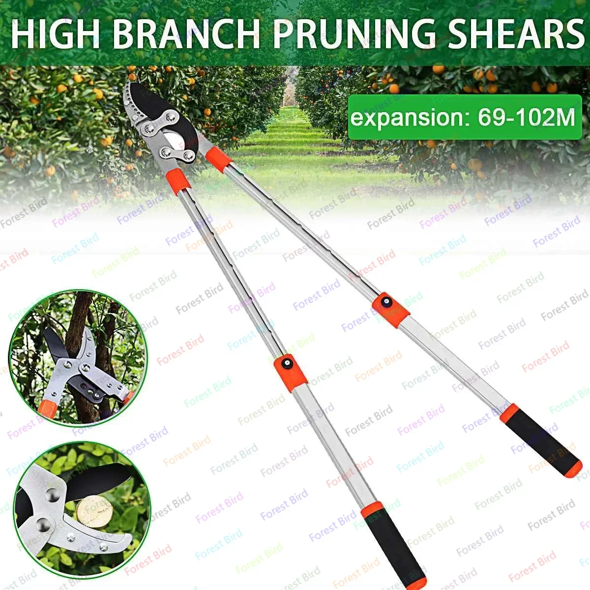 Green/Orange Telescopic Pruning Shears High Branch Pruning Tool Long Reach Aluminium Handle Picker Pruner Garden Tools