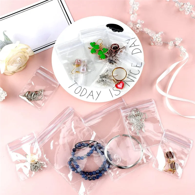 

【Hot Cake】160 Pieces Self Seal Jewelry PVC Bags Plastic Anti Tarnish Jewelry Storage Bags Clear Jewelry Organizer Bag Durable Ea