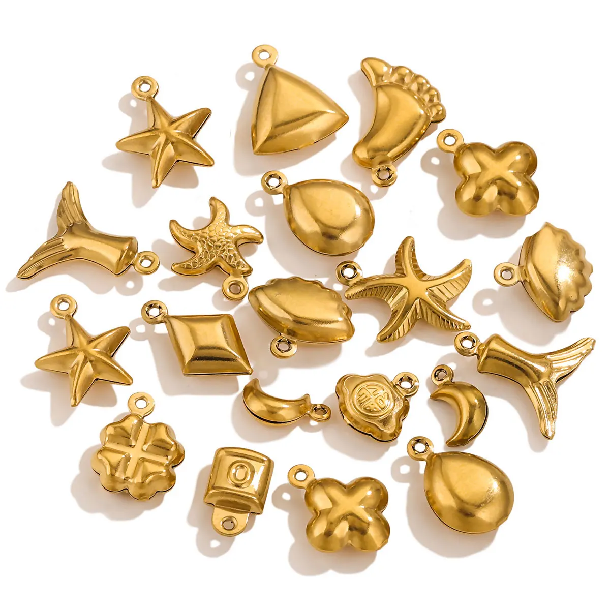 

5 Stainless Steel Hollow Five-pointed Star Moon Pendant Waterproof Pvd Gold Plated Charm DIY Charm Earrings Chain Jewelry Making