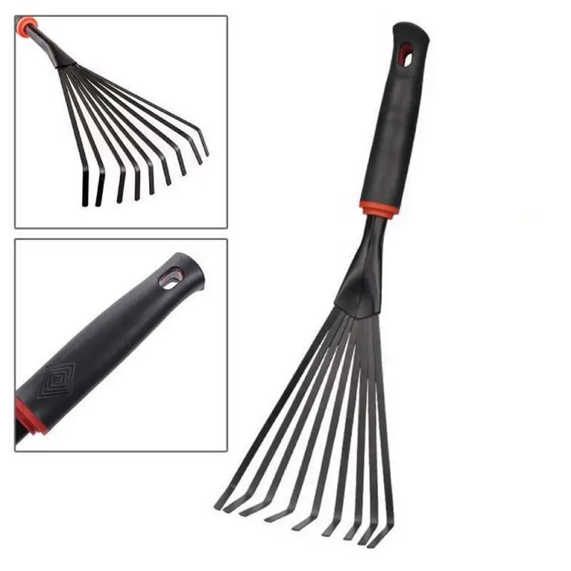 9 Teeth Lawns Garden Rake Heavy Duty Dethatching Rake Rake For Head Hand Fan Leaf Rake With Ergonomic Handle for Loosening Soil