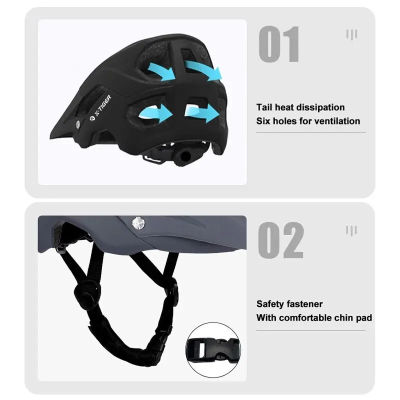 X-TIGER Bicycle Mountain Bike Helmet One-piece Road Bike Helmet Tour De France Anti-Stress Removable Ultra-Light Racing Helmet