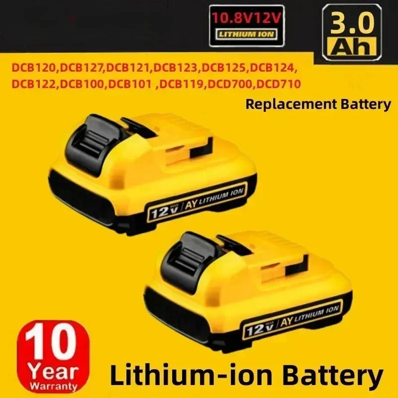 Replacement 12V 3.0Ah 10.8V Max Lithium Ion Battery for DeWalt DCB120 DCB123 DCB122 DCB127 DCB124 DCB121 Rechargeable Batteries