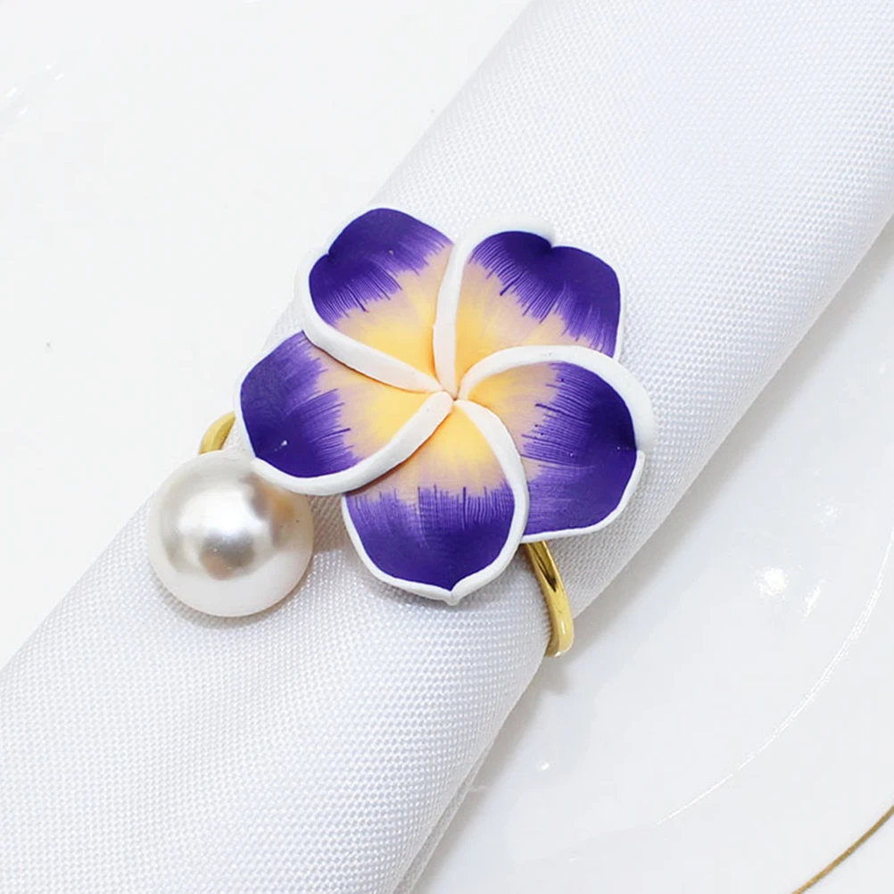 

6 Pcs Napkin Rings Delicate Serviette Buckles Bright Table Decoration Frangipani Flower Design Kitchen Bar